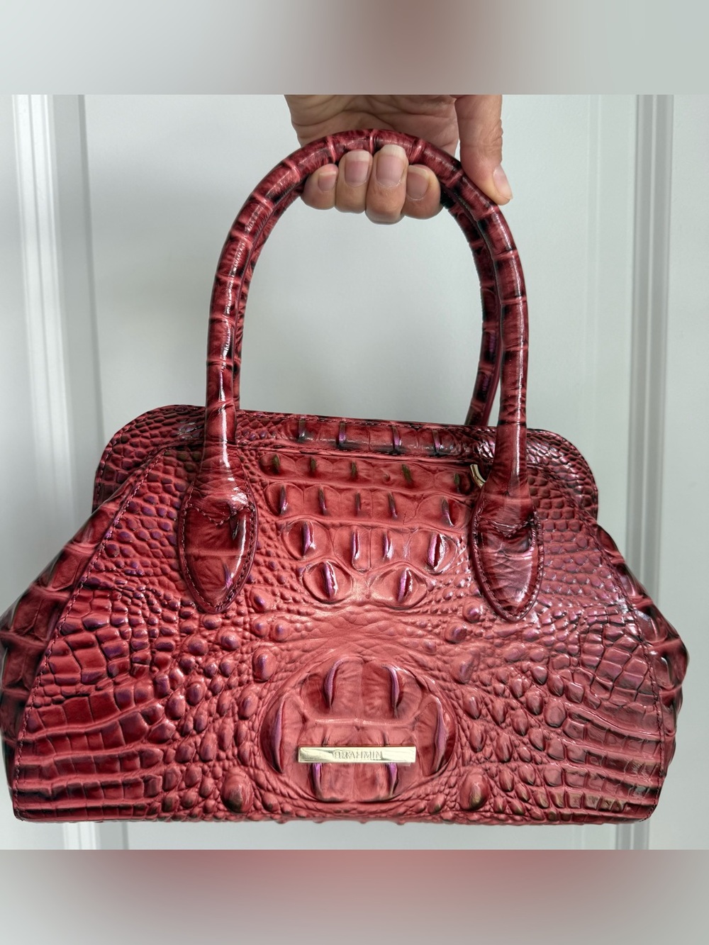Brahmin Mika Satchel Coquette Vintage Rose Melbourne Leather - Picture 2 of 9